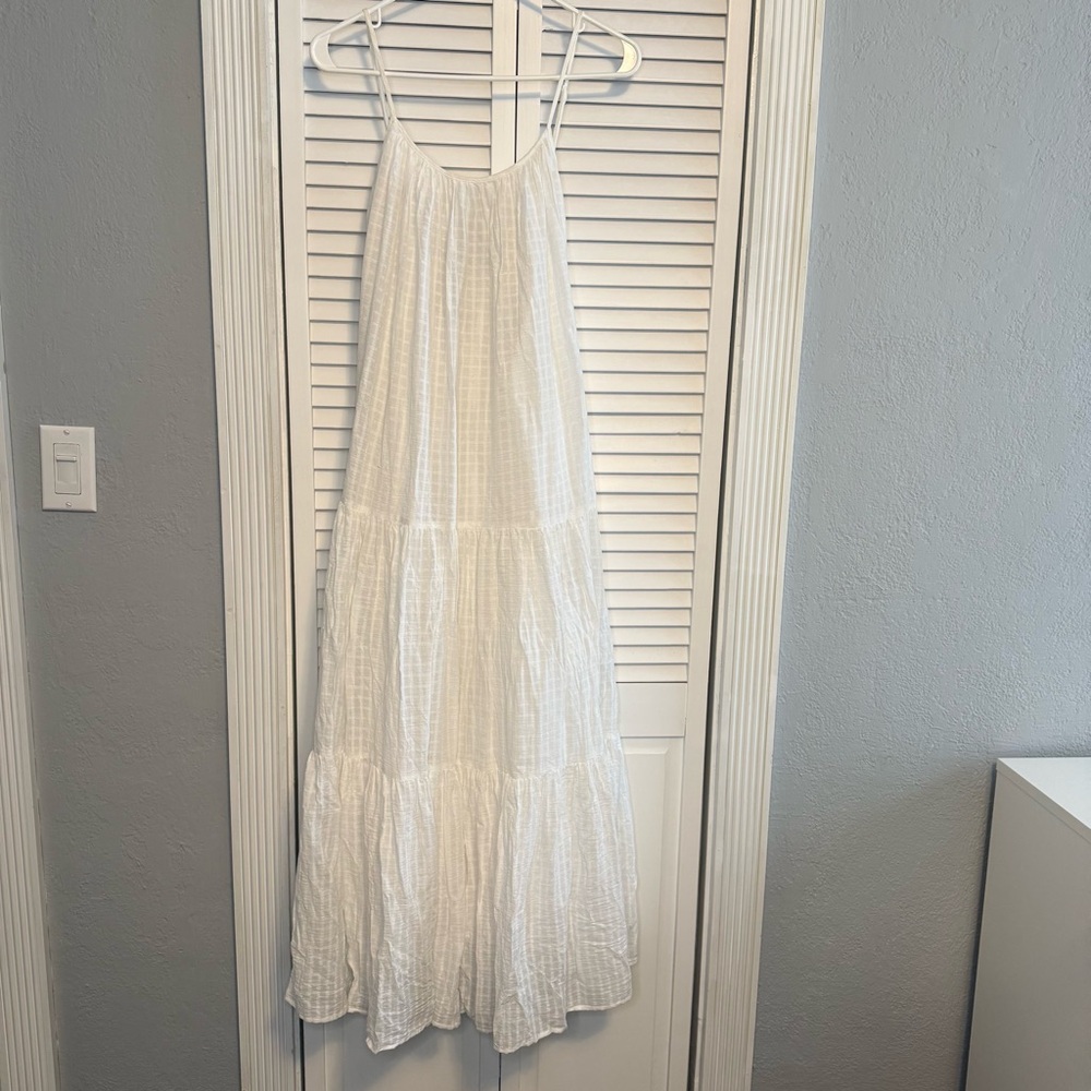 Banana Republic 100% Cotton Maxi Dress Size Small Petite White Lined Travel